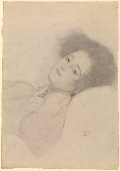 Portrait of a Young Woman Reclining by Gustav Klimt